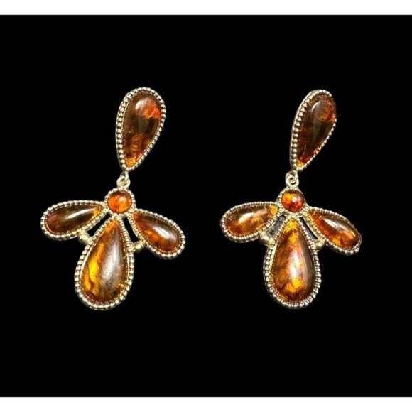 HSN Deb Guyot Designs Earrings Amber And Sterling Silver Dangle Drop - Picture 2 of 7